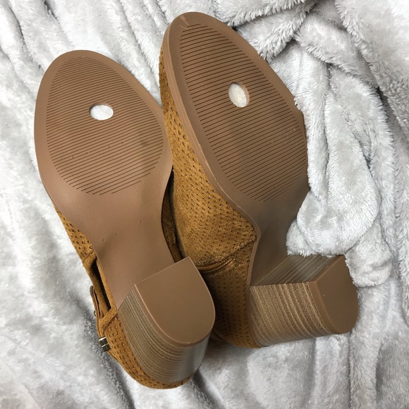 Delicious Tan Perforated Ankle Booties - Picture 6 of 6